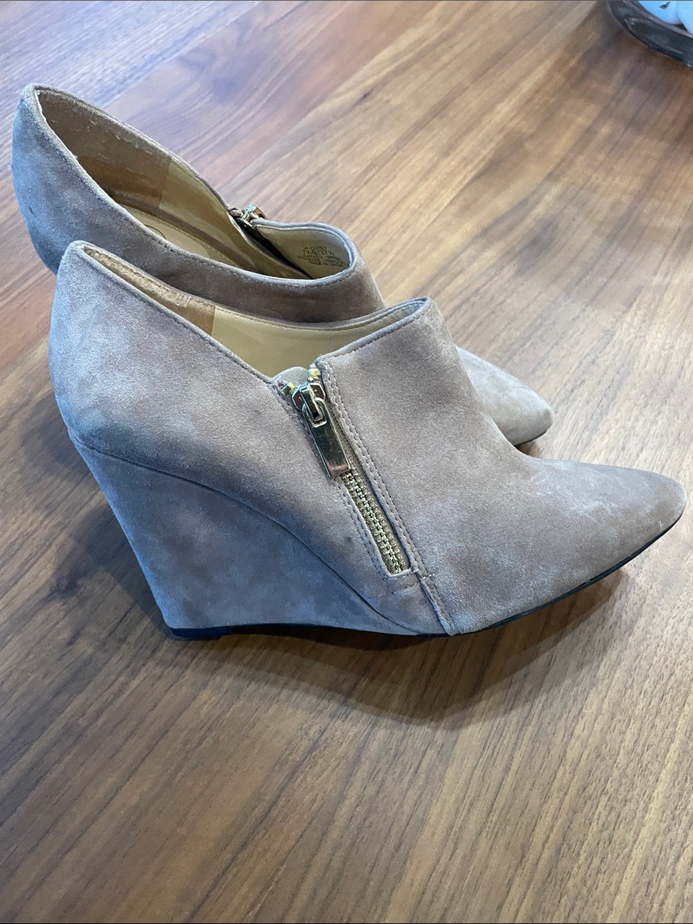 Jessica Simpson Women's Suede Wedge Booties in Taupe